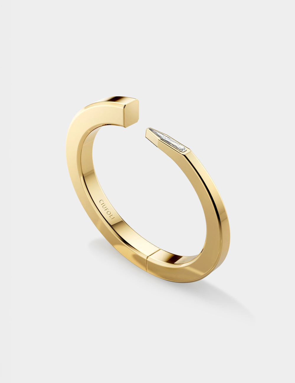 Ciufoli One sculptural yellow gold cuff bracelet with diamond