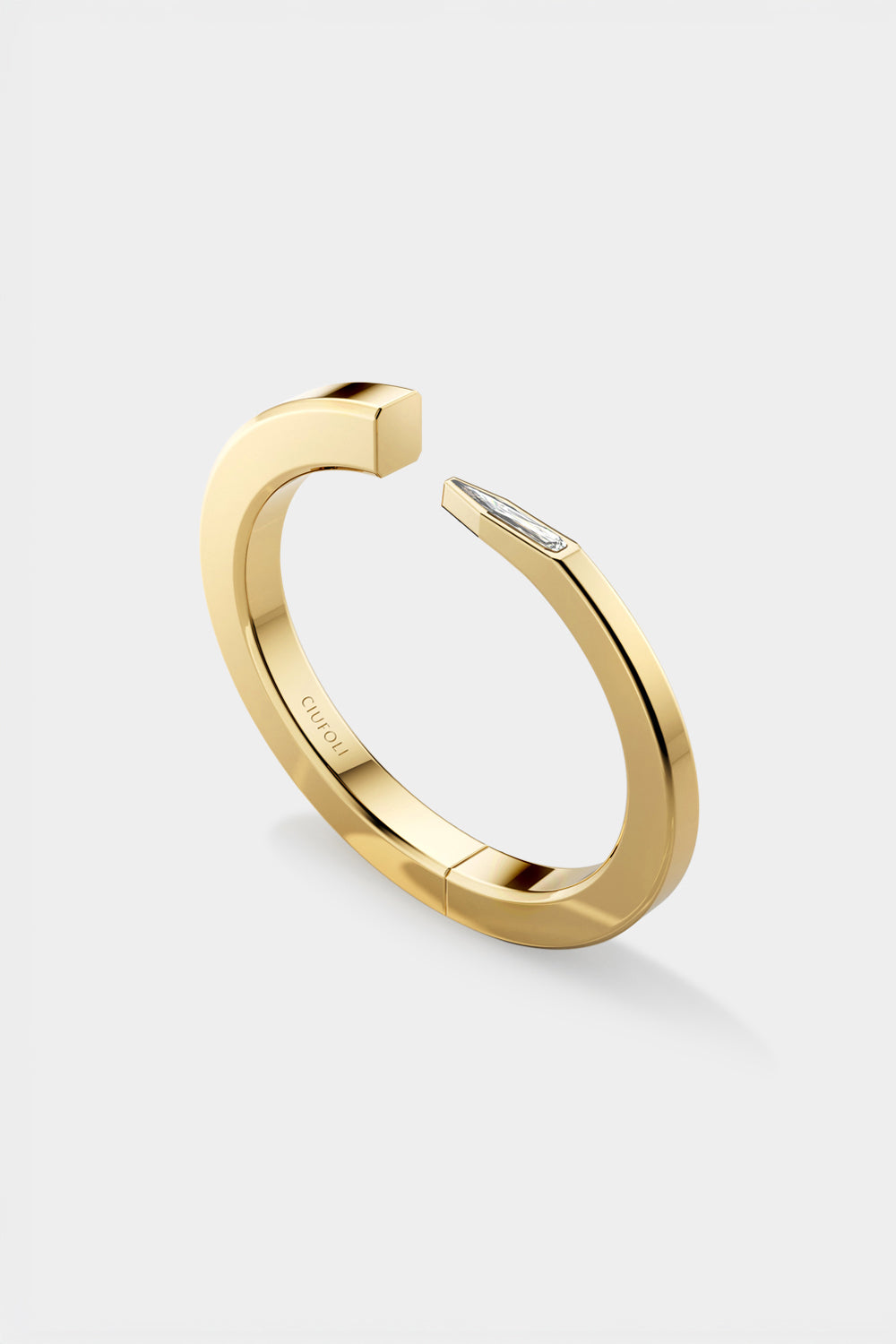 Ciufoli One sculptural yellow gold cuff bracelet with diamond