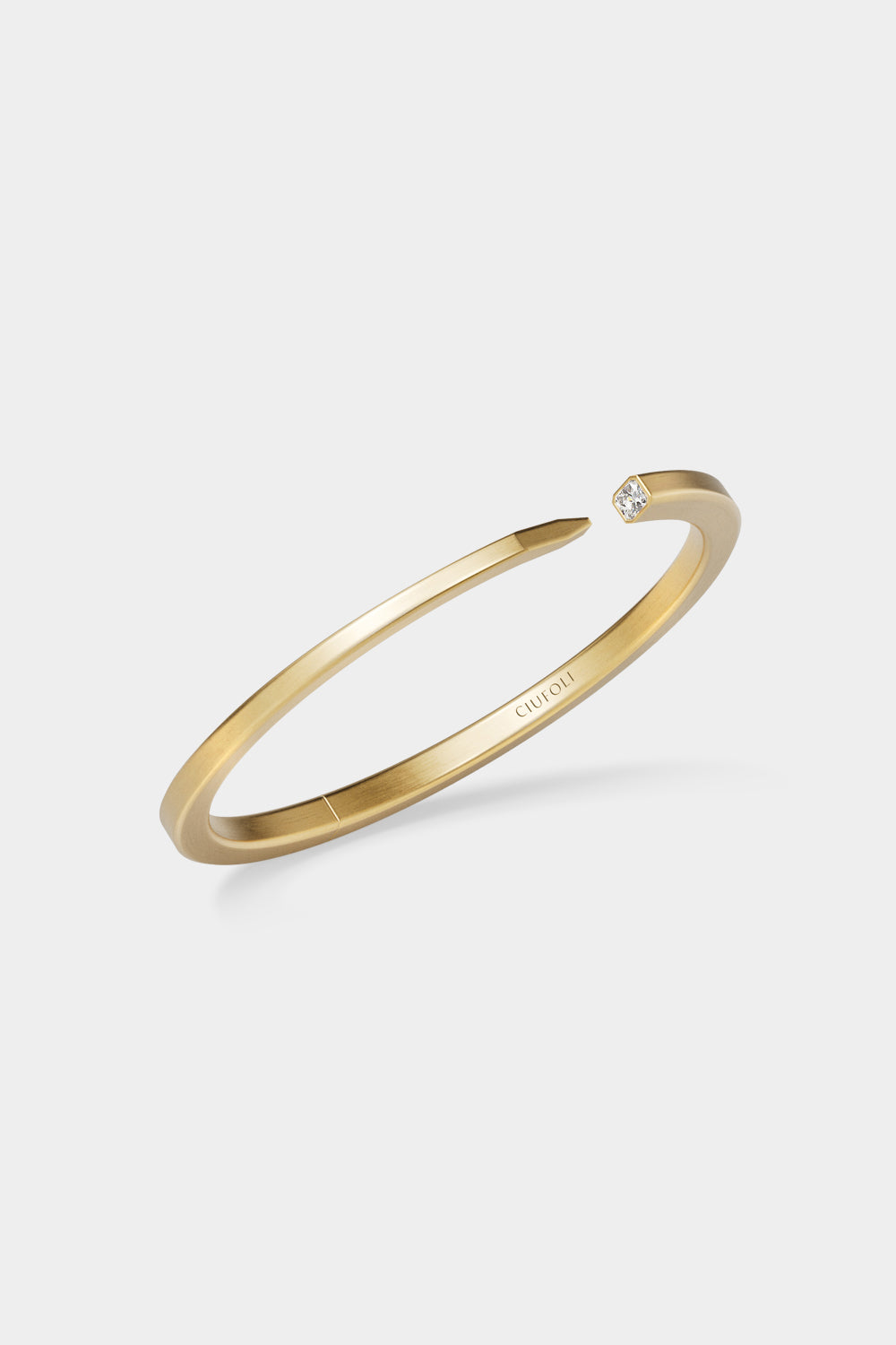 Ciufoli One sculptural yellow gold choker necklace with diamond top view